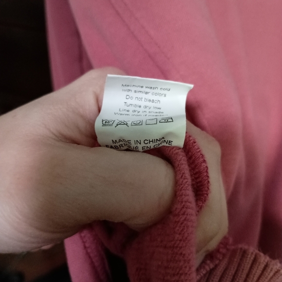 Pink Button Front Ribbed Trim Maternity Hooded Sweatshirt - Picture 11 of 11